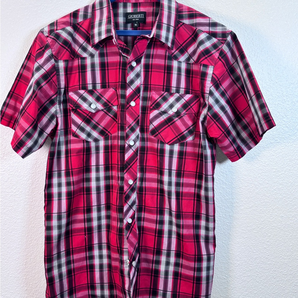 Kids' Plaid Button-Down Shirt - Red and Black